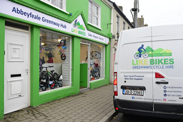 LiKe Bikes, Abbeyfeale Greenway Hub, Shopfront and van