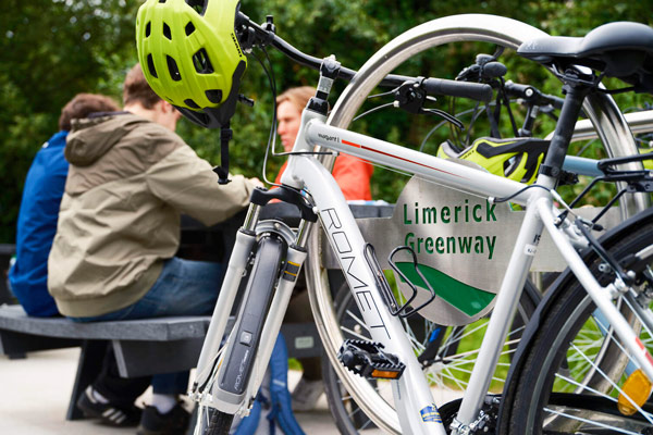 Like Bikes Limerick Greenway Sign and Bike Closeup